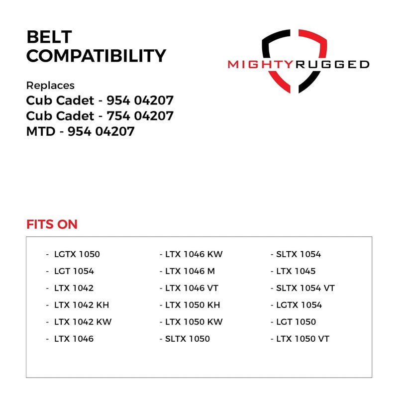 MightyRugged 954-04207 Cub Cadet Drive Belt Replacement - 79.3" - Heavy-Duty, Durable, Aramid Cord Drive Belt for Cub Cadet LTX 1042, LTX 1045, LTX 1046, LTX 1050, LTX 1054, SLTX 1050, SLTX 1054 - Image 3